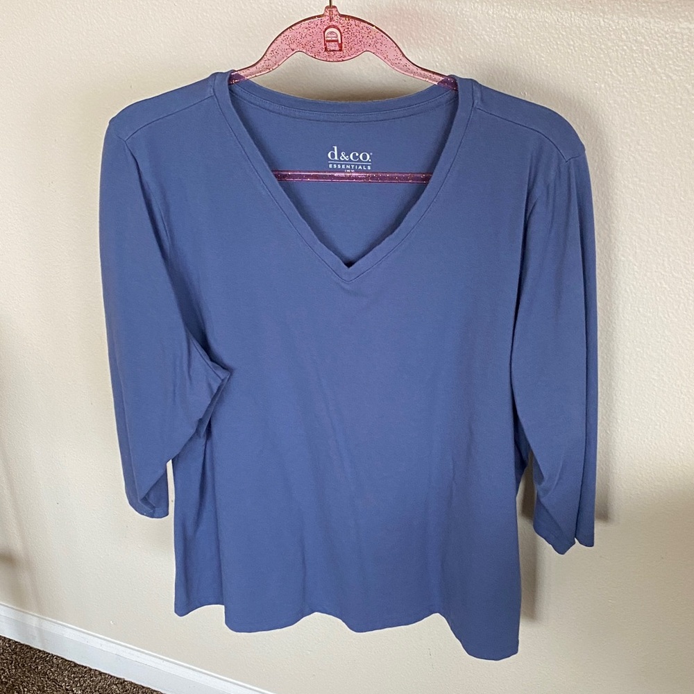 Denim&Co Women's Long Sleeve V-Neck Tee - Blue